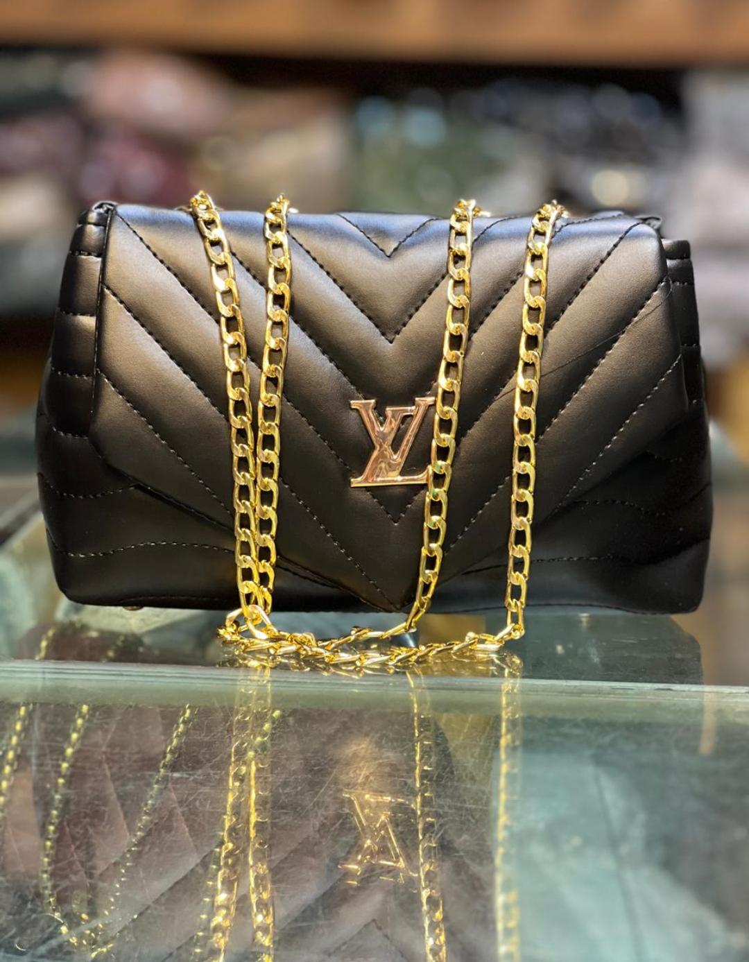 LV Leather Double Zipper Hand Carry Bag