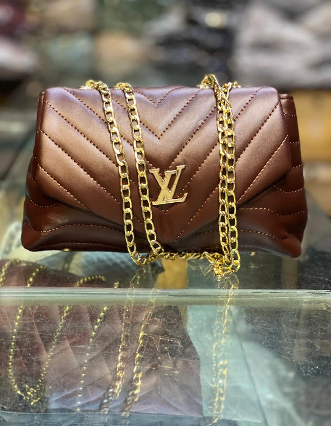 LV Leather Double Zipper Hand Carry Bag