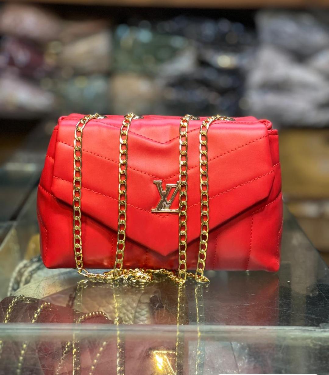 LV Leather Double Zipper Hand Carry Bag