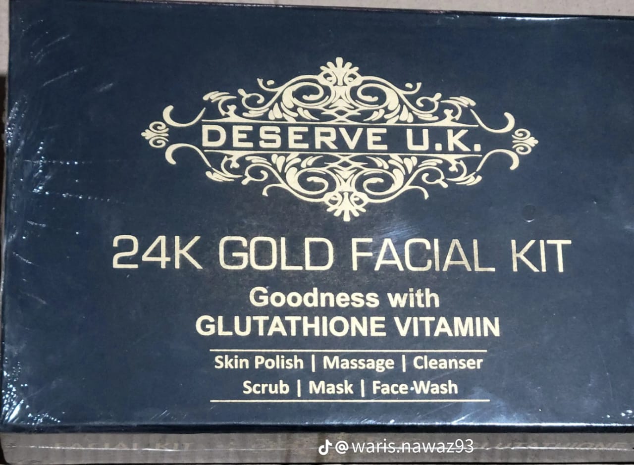 DESERVE U.K. 24K Gold Facial Kit with Glutathione & Essential Vitamins – 7 Step Skincare System