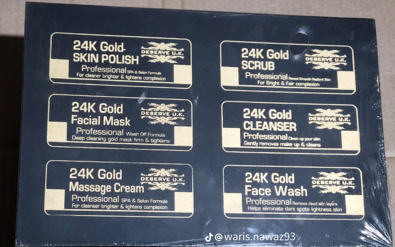 DESERVE U.K. 24K Gold Facial Kit with Glutathione & Essential Vitamins – 7 Step Skincare System