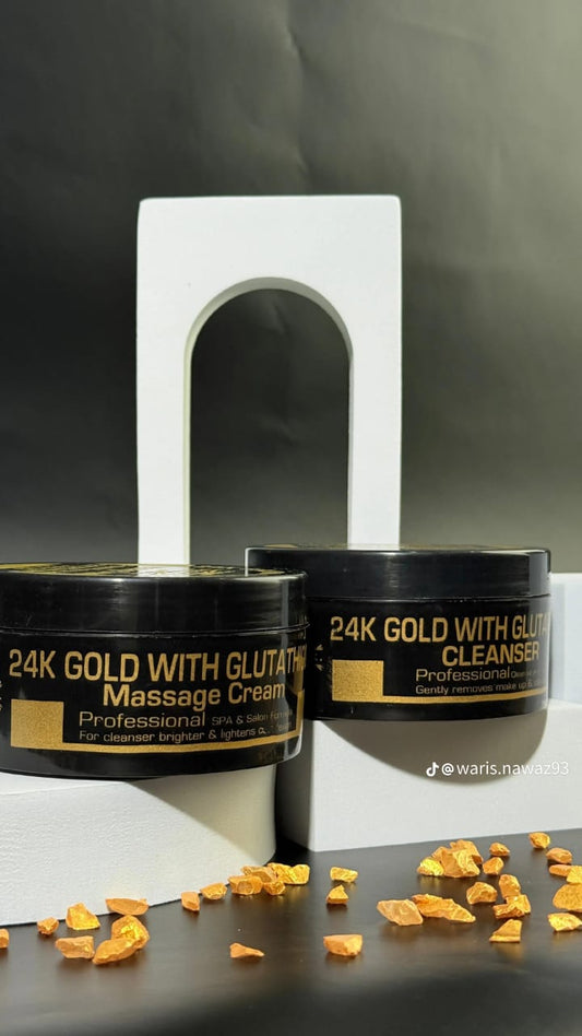 DESERVE U.K. 24K Gold Facial Kit with Glutathione & Essential Vitamins – 7 Step Skincare System